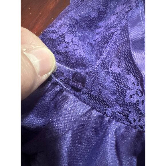 Vintage Purple Lace & Satin Womens Jumpsuit Medium Shadowline Wear Delicate Slee - Picture 11 of 11